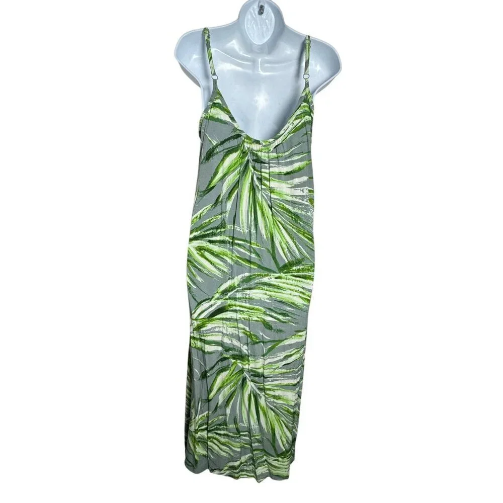 Jams World Ariana Midi Dress size Small Manoa Print W3104 green gray leaf print - Picture 3 of 11